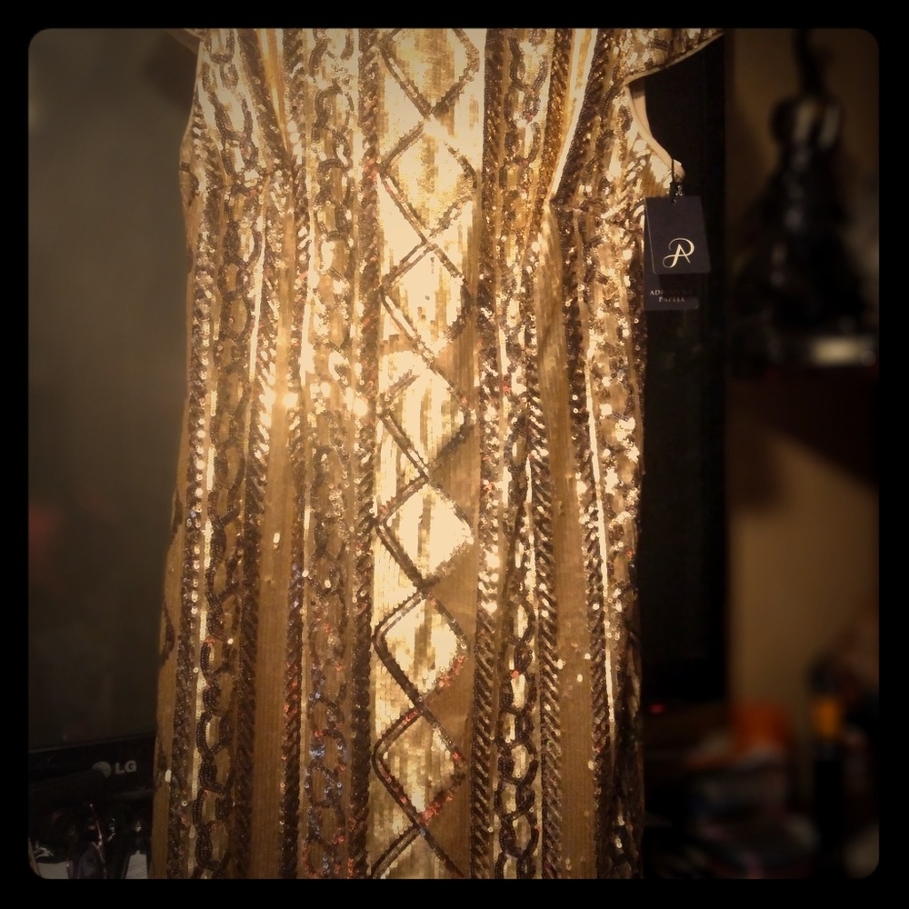 Adrianna papell gold dress